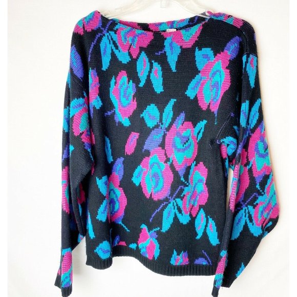 Country Craft Vintage Floral Bright Sweater M/L - Picture 1 of 11